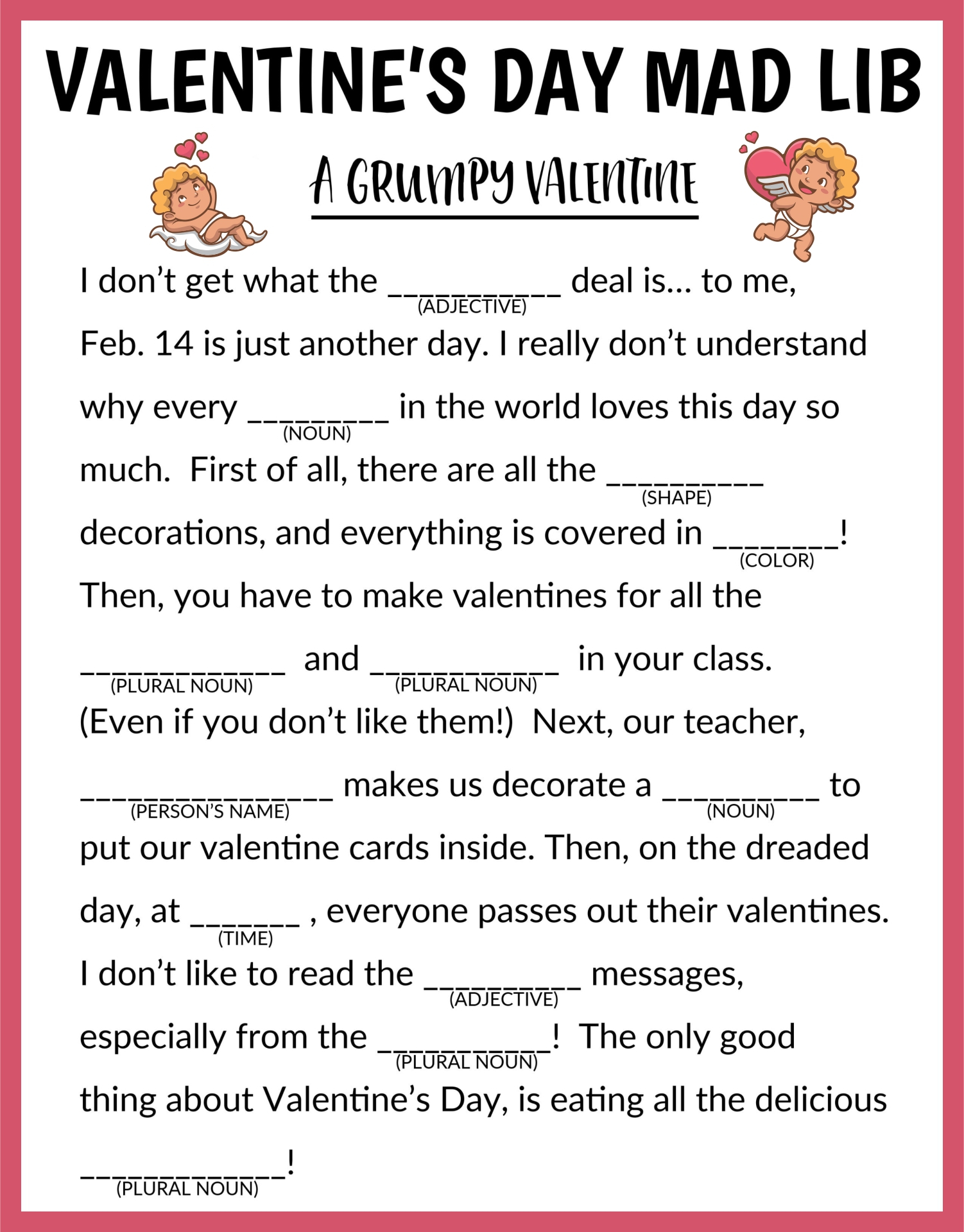 Love Letter Mad Lib Printable - Printable-Madlibs.com