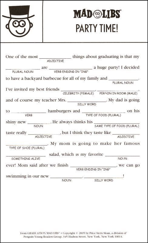 20 Mad Libs Printable Worksheets