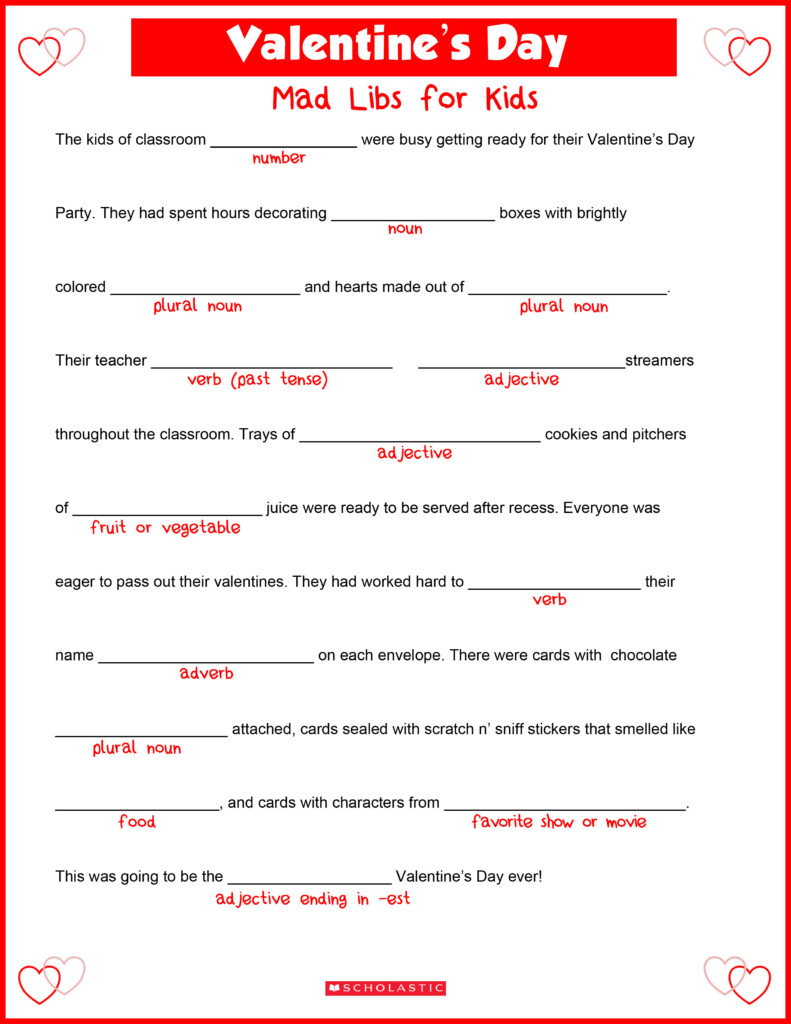 A Sweet Valentine s Day Word Fill In For Kids Scholastic Parents