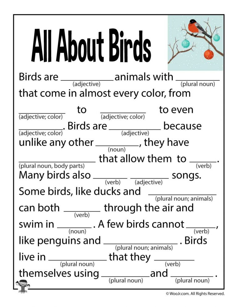 Animal Mad Libs For Kids Woo Jr Kids Activities