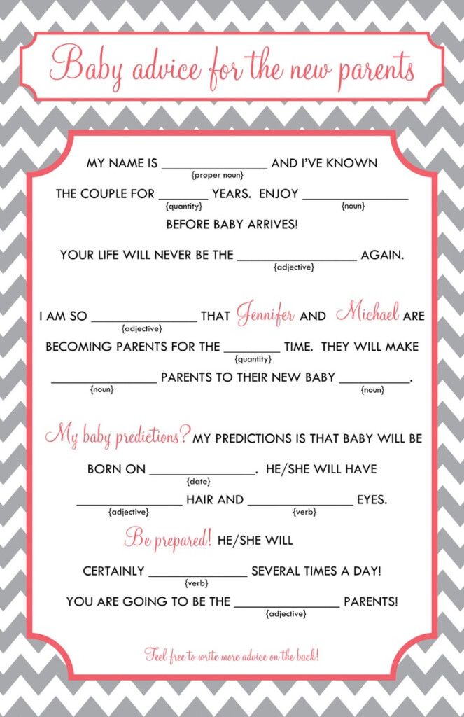 Baby Shower Mad Libs Free Printables