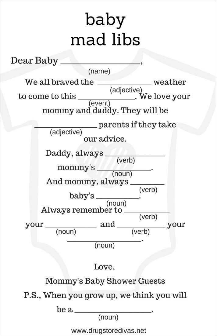 Baby Shower Madlib Funny Baby Shower Games Baby Mad Libs Printable