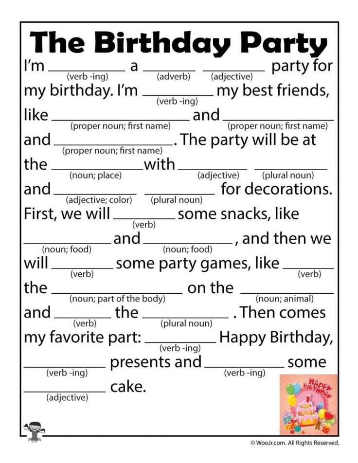 Birthday Ad Libs For Kids Kids Mad Libs Funny Mad Libs Printable