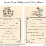 Bnute Productions Free Printable Nursery Rhyme Word Game Nursery