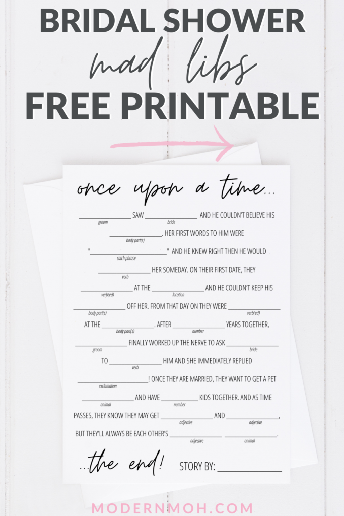 Bridal Mad Libs Free Printable