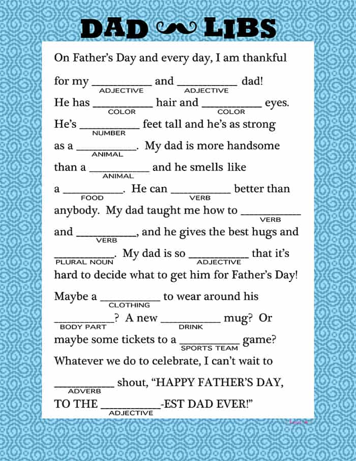 Dad Libs A Free Printable To Celebrate Father s Day FIVEheartHOME