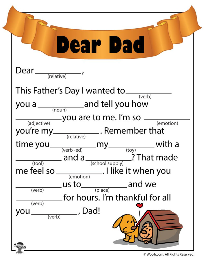 Father s Day Mad Libs Woo Jr Kids Activities Dear Dad Activities 