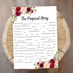 Floral Mad Lib Bridal Shower Tea Party Game The Proposal Story Guest