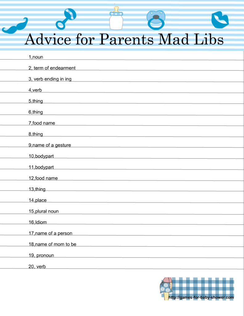 Free Printable Baby Shower Mad Libs Advice For The Parents 