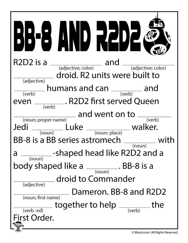 Free Printable Star Wars Mad Libs 2022 Printablemadlibs