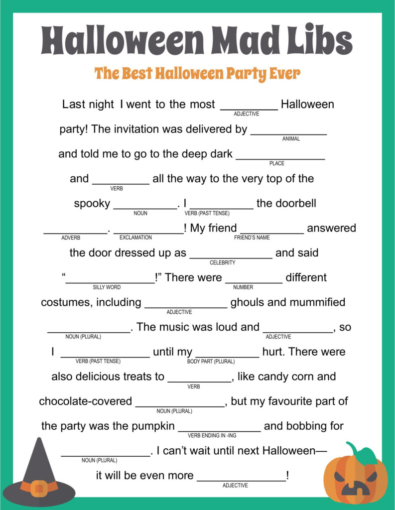 Halloween Mad Libs Free Printable Printable Word Searches