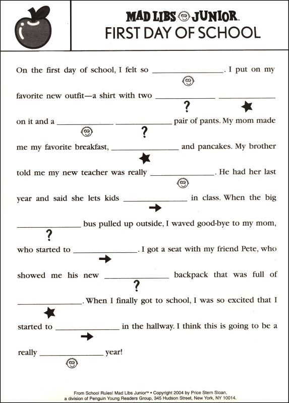 Let s Get This Party Started School Rules Mad Libs First Day Of 