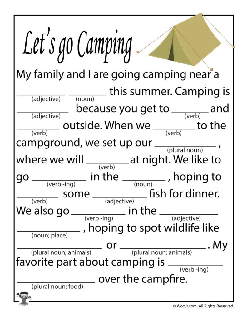 Let s Go Camping Mad Lib For Kids Woo Jr Kids Activities