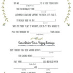 Mad Libs Free Printable Wedding Vows Wedding Vows