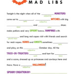 Mad Libs Halloween Worksheets Halloween Fun Halloween School