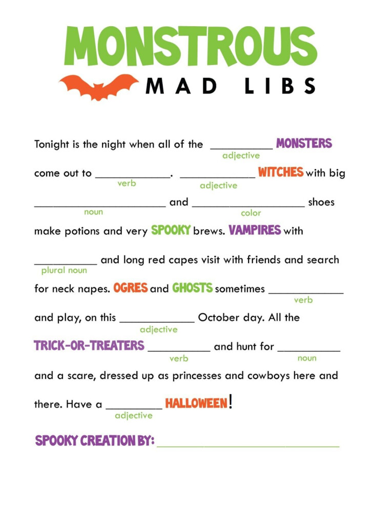 Mad Libs Halloween Worksheets Halloween Fun Halloween School