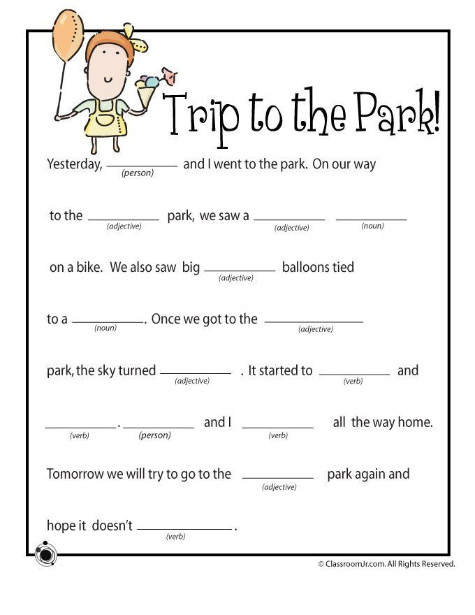 Mad Libs Online Free Printable FREE Trip To The Park Mad Libs 