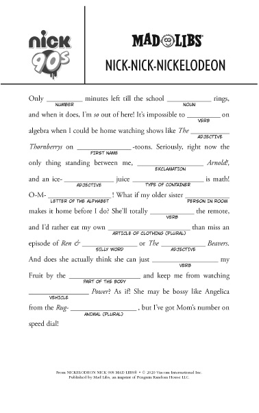 Mad Libs Printables And Activities Brightly