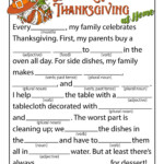 Mad Libs Thanksgiving Printable Printable Word Searches