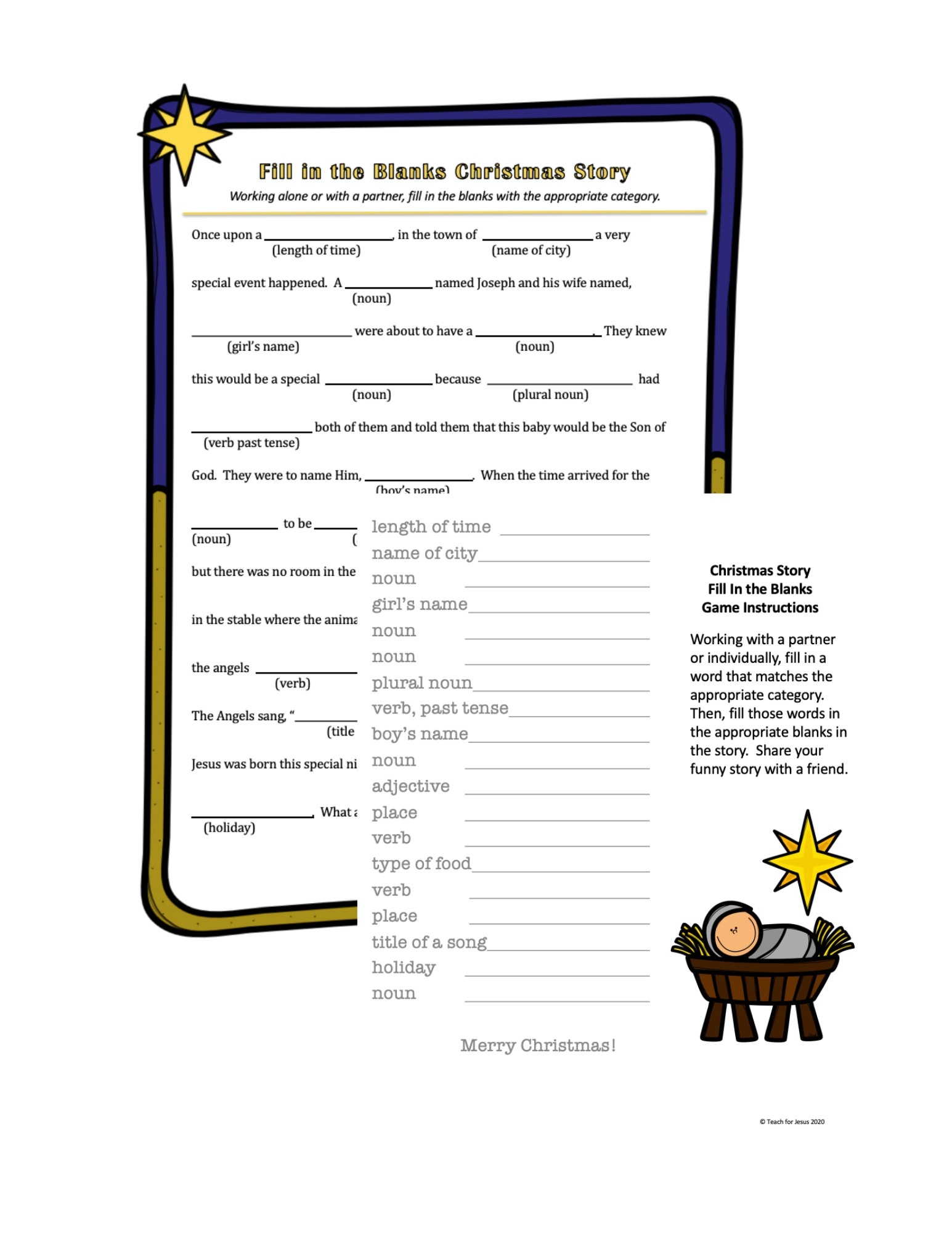 Jesus Mad Libs Printable - Printable-Madlibs.com