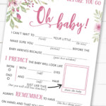 Pink Gold Heart Confetti Girl Baby Shower Activity Advice For Mommy