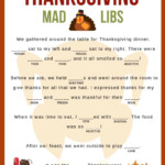 Printable Thanksgiving Mad Libs Printable Word Searches