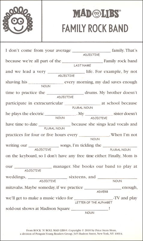 Rock n Roll Mad Libs 056346 Details Mad Libs Printable Mad Libs 