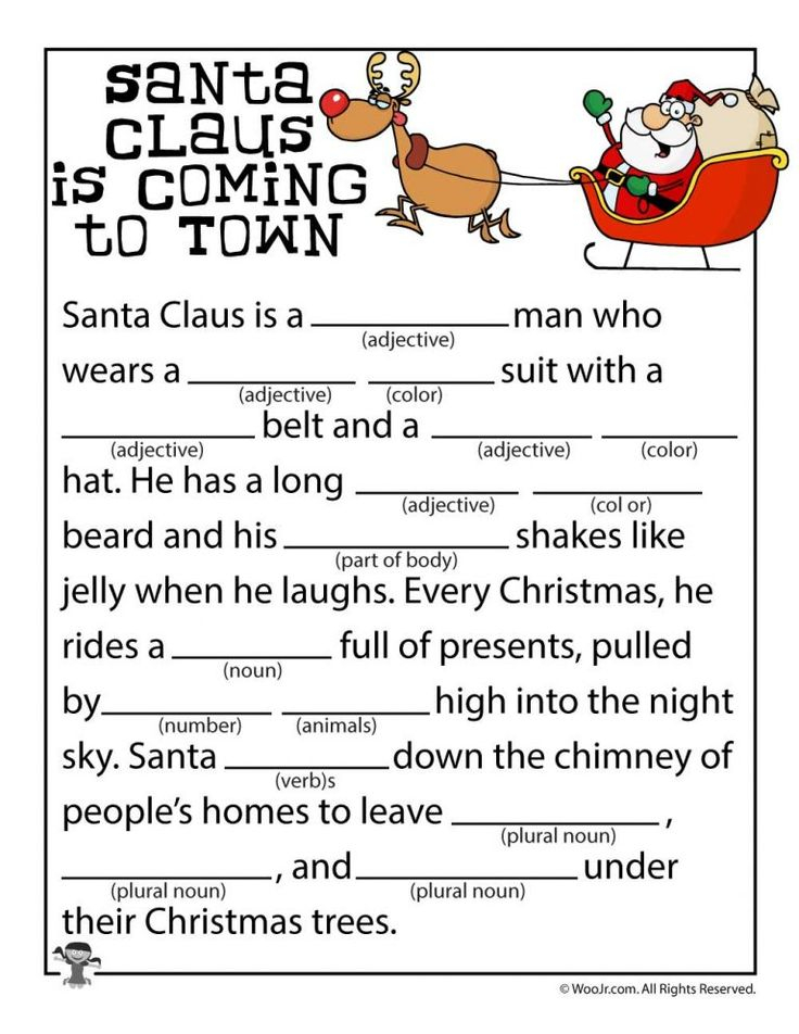 Santa Claus Is Coming To Town Mad Libs Woo Jr Kids Activities 