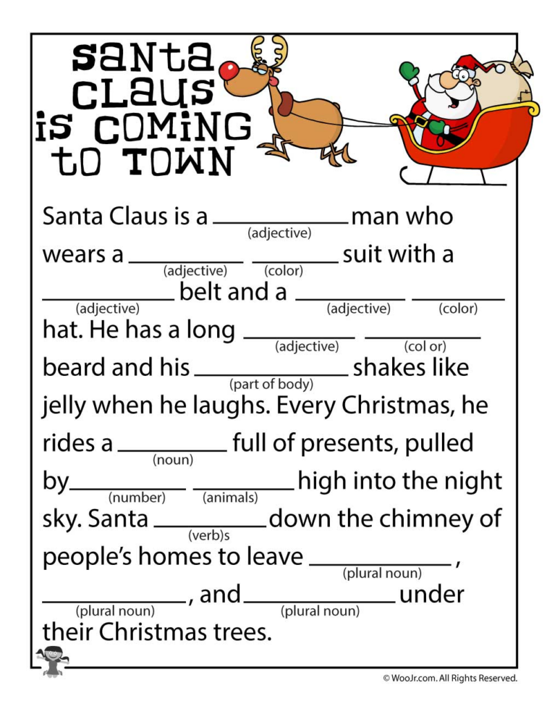 Santa Claus Is Coming To Town Mad Libs Woo Jr Kids Activities 