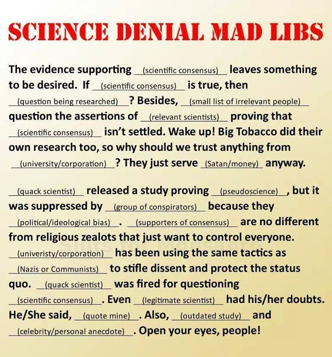 Science Denial Mad Libs James McGrath