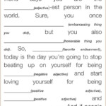 Self Esteem Mad Lib Therapy Worksheets Self Esteem Activities