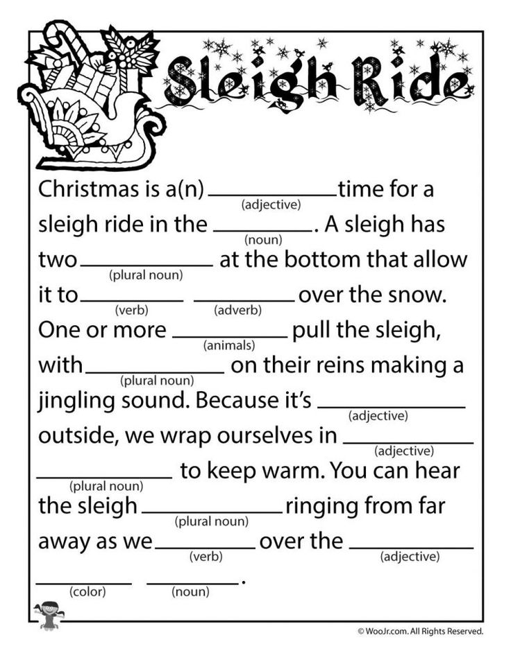 Sleigh Ride Christmas Mad Libs Woo Jr Kids Activities Christmas 