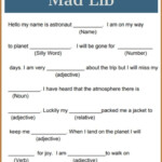 Space Exploration Mad Lib Space Activities For Kids Space Games For