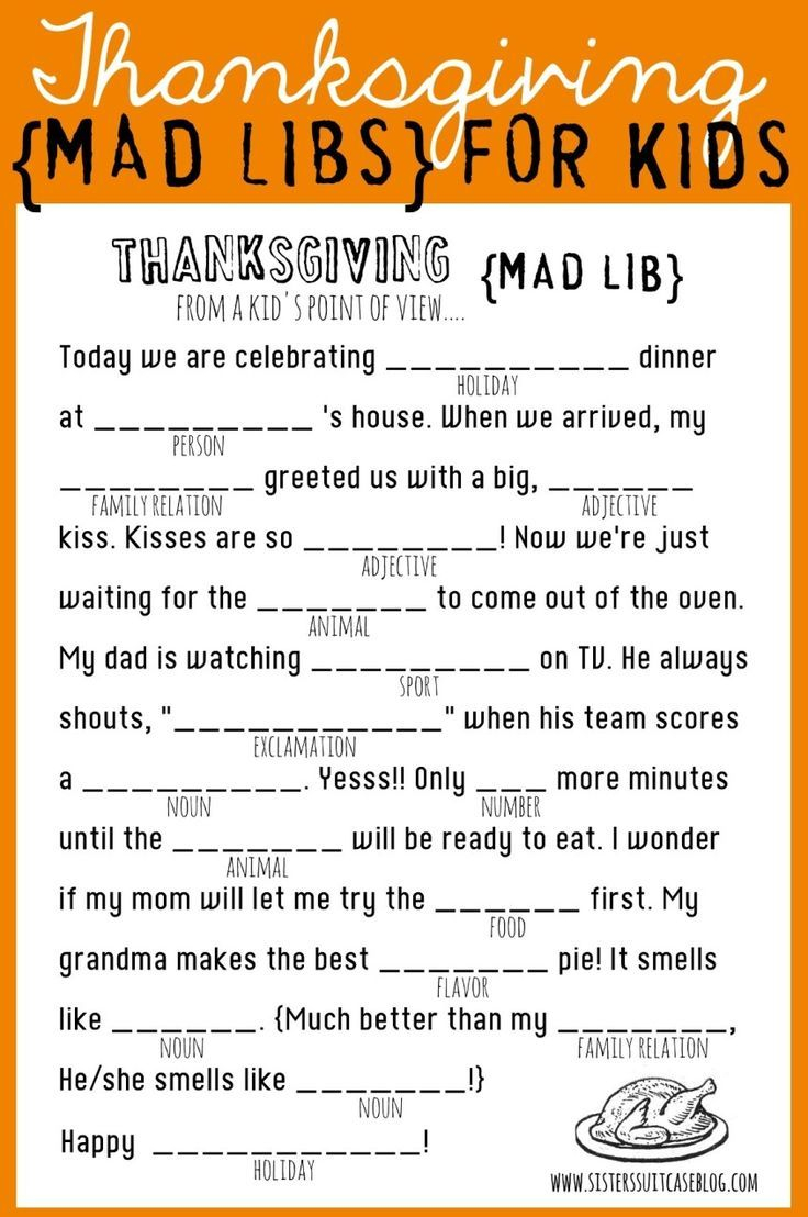 Mad Libs Thanksgiving Printables