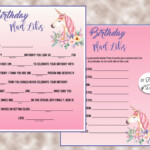 Unicorn Party Girls Birthday Party Mad Libs Birthday Mad Etsy In 2021