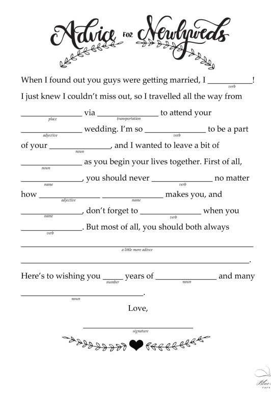 Wedding Mad Libs Free Download 2023 Printablemadlibs