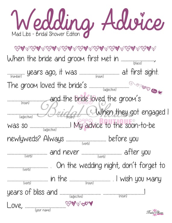 Wedding Mad Libs Free Printable 11 Explore Top Designs Created By The