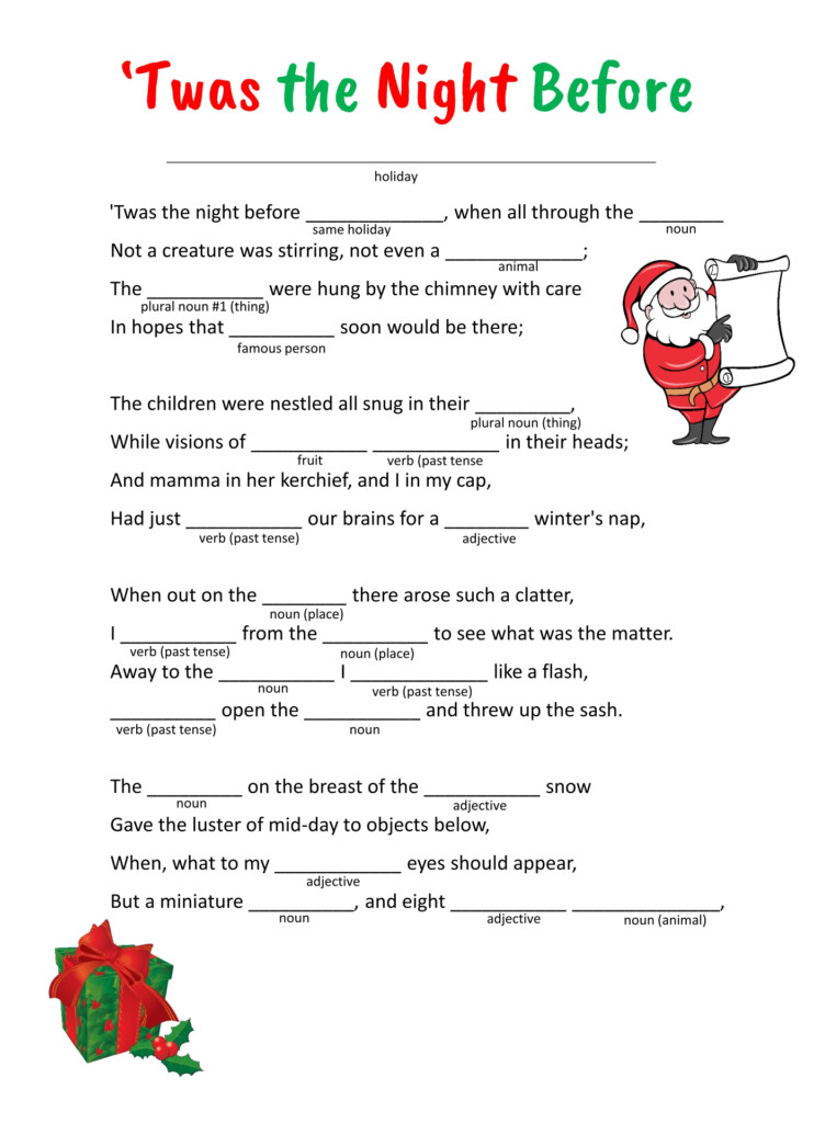 7 Best Christmas Mad Libs Printable Printablee