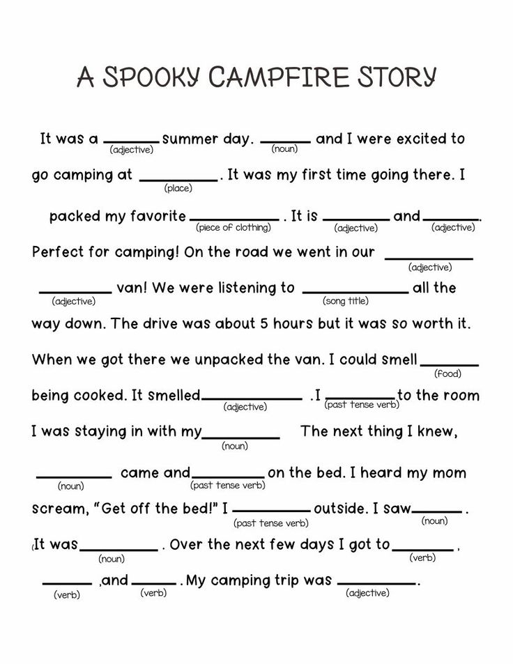 A Spooky Story Campfire Mad Libs Printable Printable Mad Libs Mad 