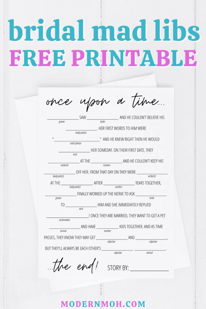 Bridal Mad Libs Free Printable