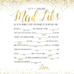 FIFTY FABULOUS Mad Libs 50th Birthday Game Gold Glitter Etsy In