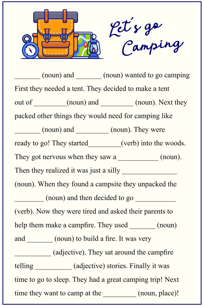 Free Printable Summer Camp Mad Libs Printable Form Templates And Letter 