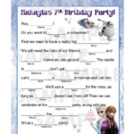 Frozen Mad Lib Personalized Too A Must have For The FROZEN Party