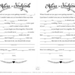 Funny Bridal Shower Mad Libs Love Story Printables