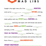 Halloween Printable Mad Libs Printable Word Searches