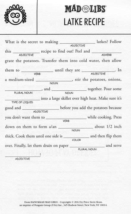 Hanukkah Mad Libs A2Z Science Learning Toy Store