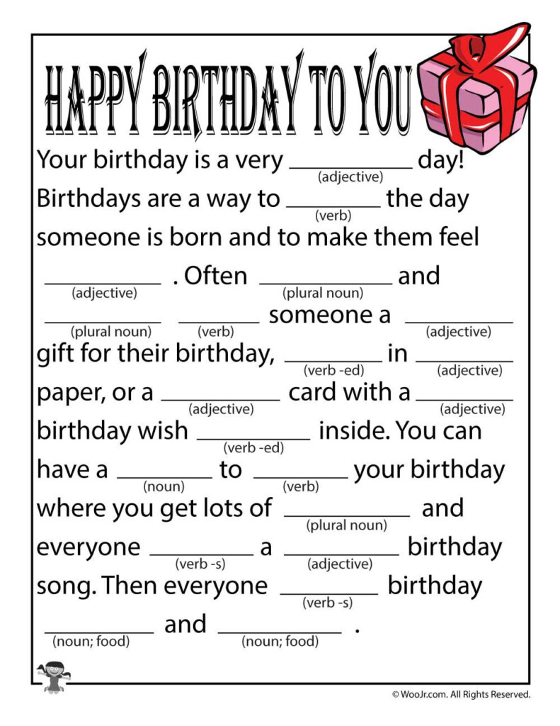 Happy Birthday To You Mad Lib For Kids Woo Jr Kids Activities 