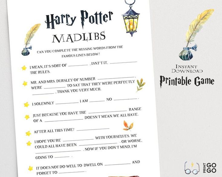 Harry Potter Mad Libs Quote Game Wizarding World HP Game Etsy Harry 