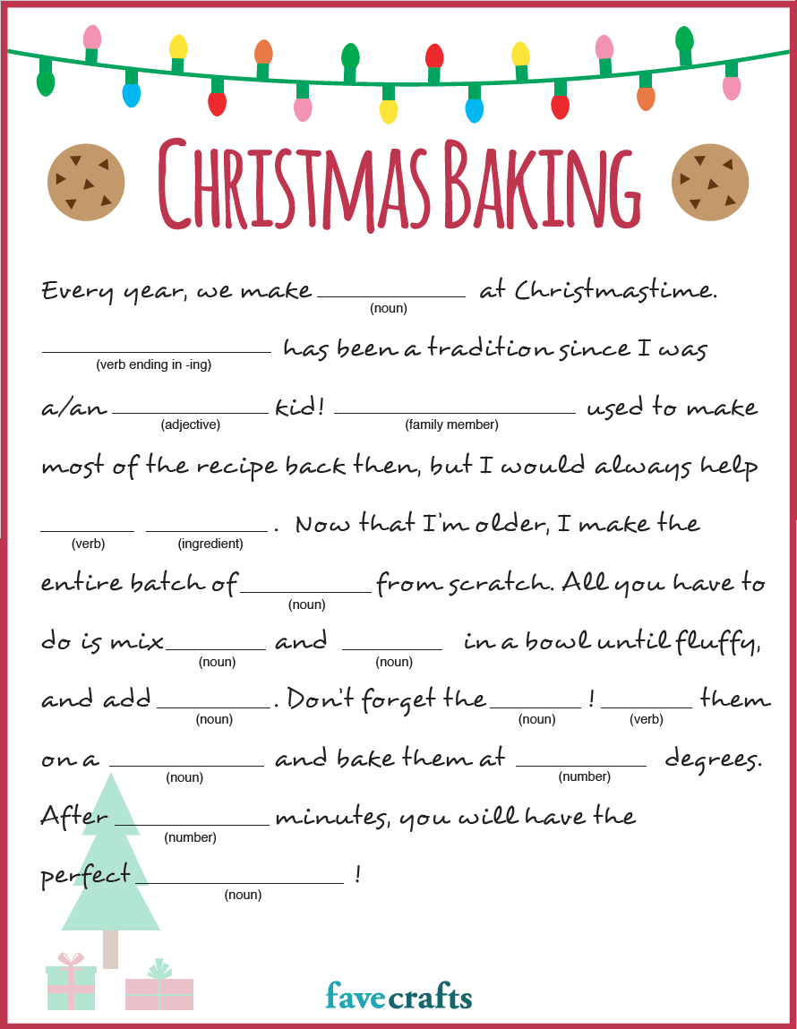 Holiday Baking Christmas Mad Libs Printable Christmas Mad Libs