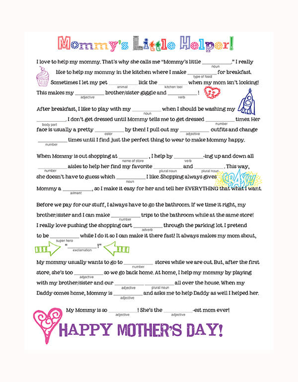 Mother s Day Mad Libs Family Spice